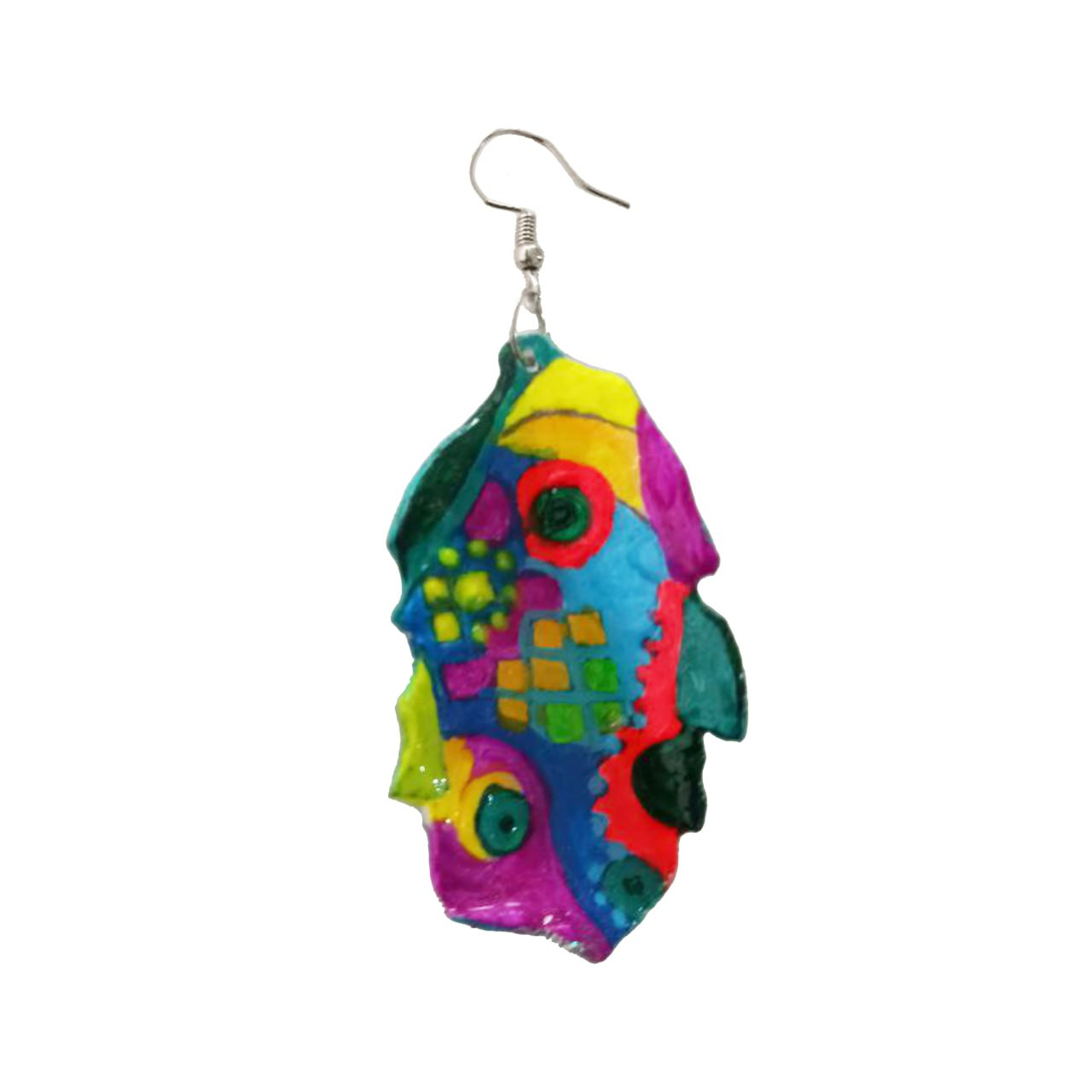 Handcrafted Colorful African‑Inspired Asymmetric Earrings – Polymer Clay Art Dangle Pair