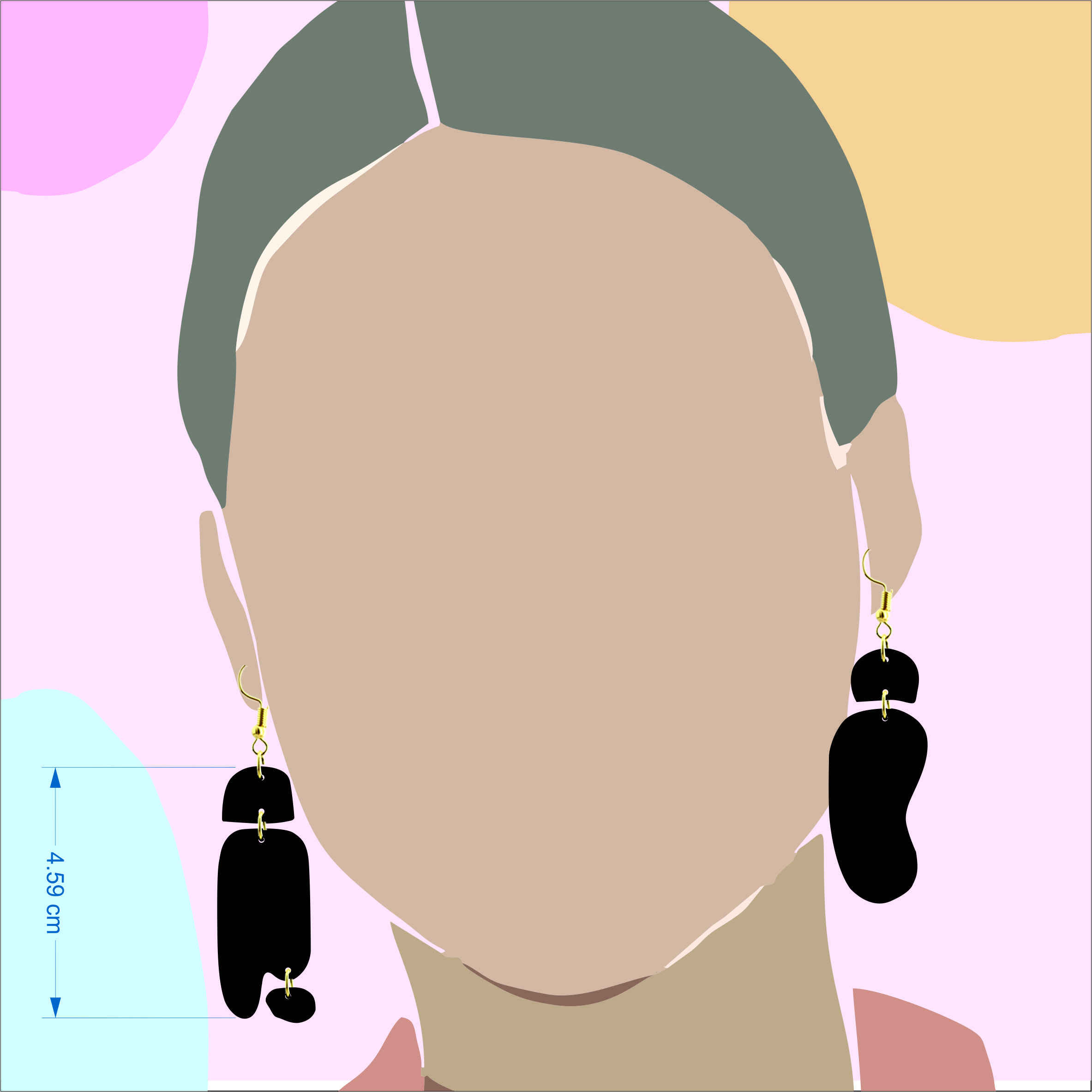 Modern Abstract Plexiglass Asymmetric Earrings – Black Geometric Dangle Pair