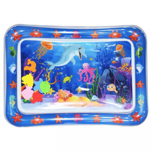 Inflatable Turtle‑Shaped Baby Aquarium Water Play Mat – Green Sea Turtle Cartoon Sensory Tummy Time Pad with Floating Shapes