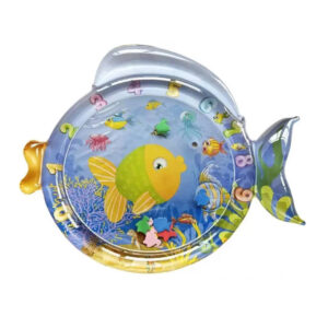 Inflatable Baby Aquarium Water Play Mat – Night Ocean Theme Sensory Tummy Time Pad with Floating Shapes