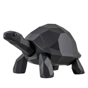 Geometric Tortoise Figurine – Modern Black Polyester Decorative Sculpture in Minimalist Abstract Style