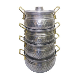 8‑Piece Aluminum Stock Pot Set – Classic Cookware with Metal Side Handles