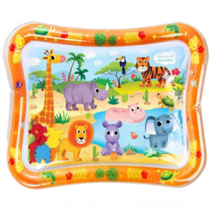 Inflatable Round Baby Aquarium Water Play Mat – Jellyfish & Coral Reef Ocean Theme – Sensory Tummy Time Pad with Floating Shapes