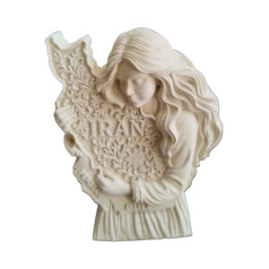 Persian Girl Figurine Holding Iran Map | Concrete Cultural & Minimalist Decorative Sculpture