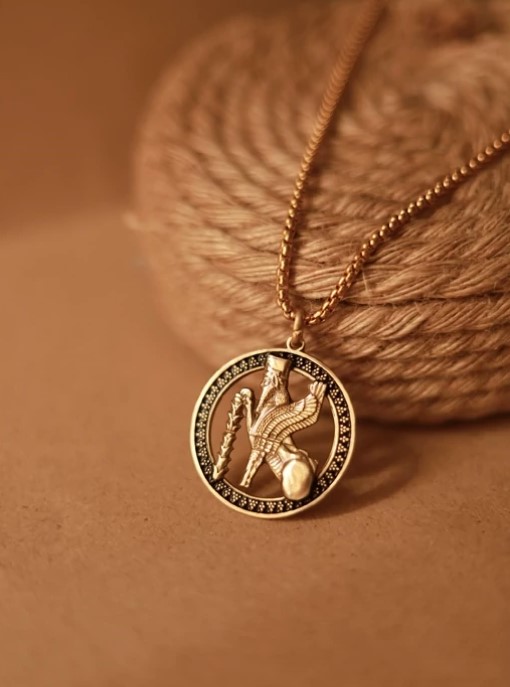 Main image of Achaemenid Persian Winged Lion "Lamassu" Bronze Necklace – Ancient Persian Guardian