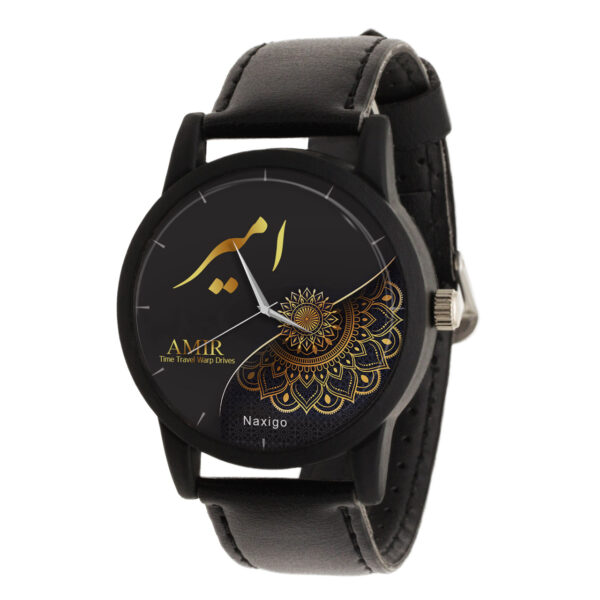 Amir Analog Watch with Unique Mandala Pattern – Black Dial and Comfortable Faux Leather Strap