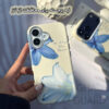 Apple-iPhone-17-Pro-Max-Protective-Matte-Phone-Case-with-Blue-Floral-Pattern-Design3