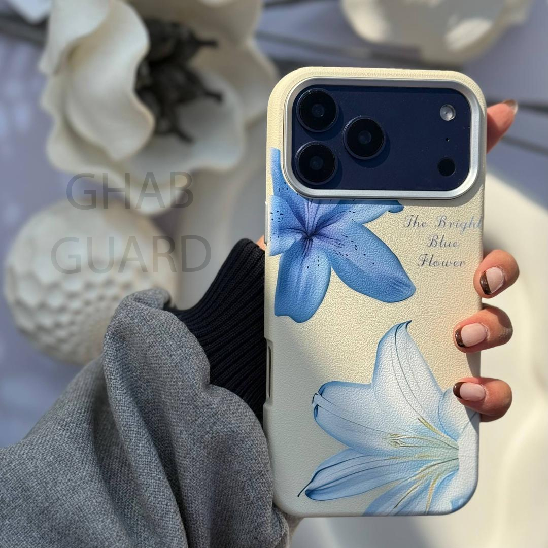 Apple iPhone 17 Pro Max Protective Matte Phone Case with Blue Floral Pattern Design