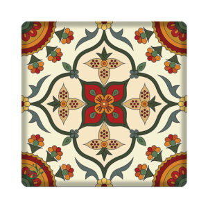 Artisanal Persian Decorative Tile – Kiln‑Fired Ceramic with Classical Floral Motifs and Lustrous Finish (x5)