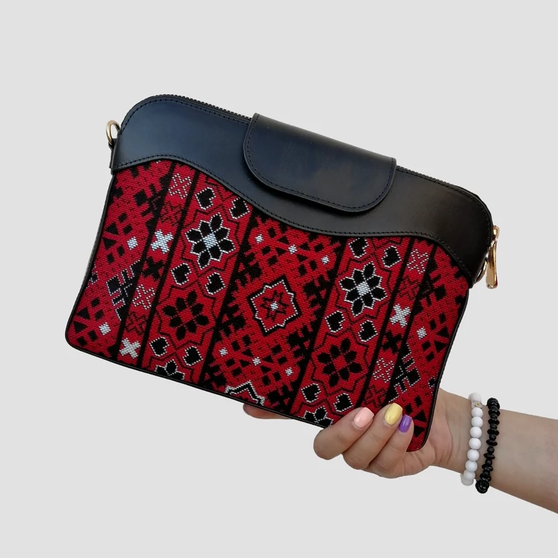 Main image of Balochi Embroidery Leather Shoulder Bag – Traditional Persian Art for Cultural Events