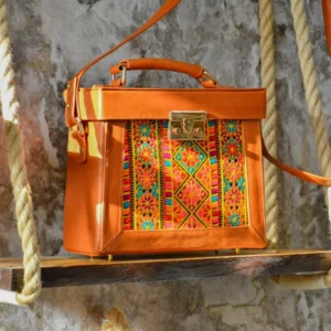 Balochi Embroidery Persian Leather Shoulder Bag – Elegant Velvet Design for Special Occasions