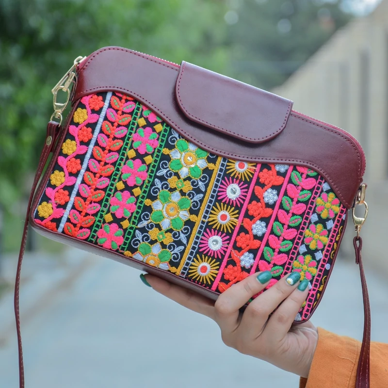 Main image of Balochi Embroidery Persian Leather Shoulder Bag – Unique Cultural Patterns for Festive Occasions