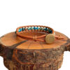 Beaded-African-Turquoise-Round-Stone-Bracelet-with-Striking-Golden-Veining-Brown-Leather-Strap-and-Button-Closure-5