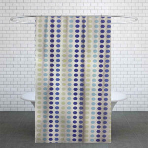 Blue and Green Geometric Dot Pattern Shower Curtain