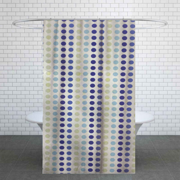 Blue and Green Geometric Dot Pattern Shower Curtain (3)