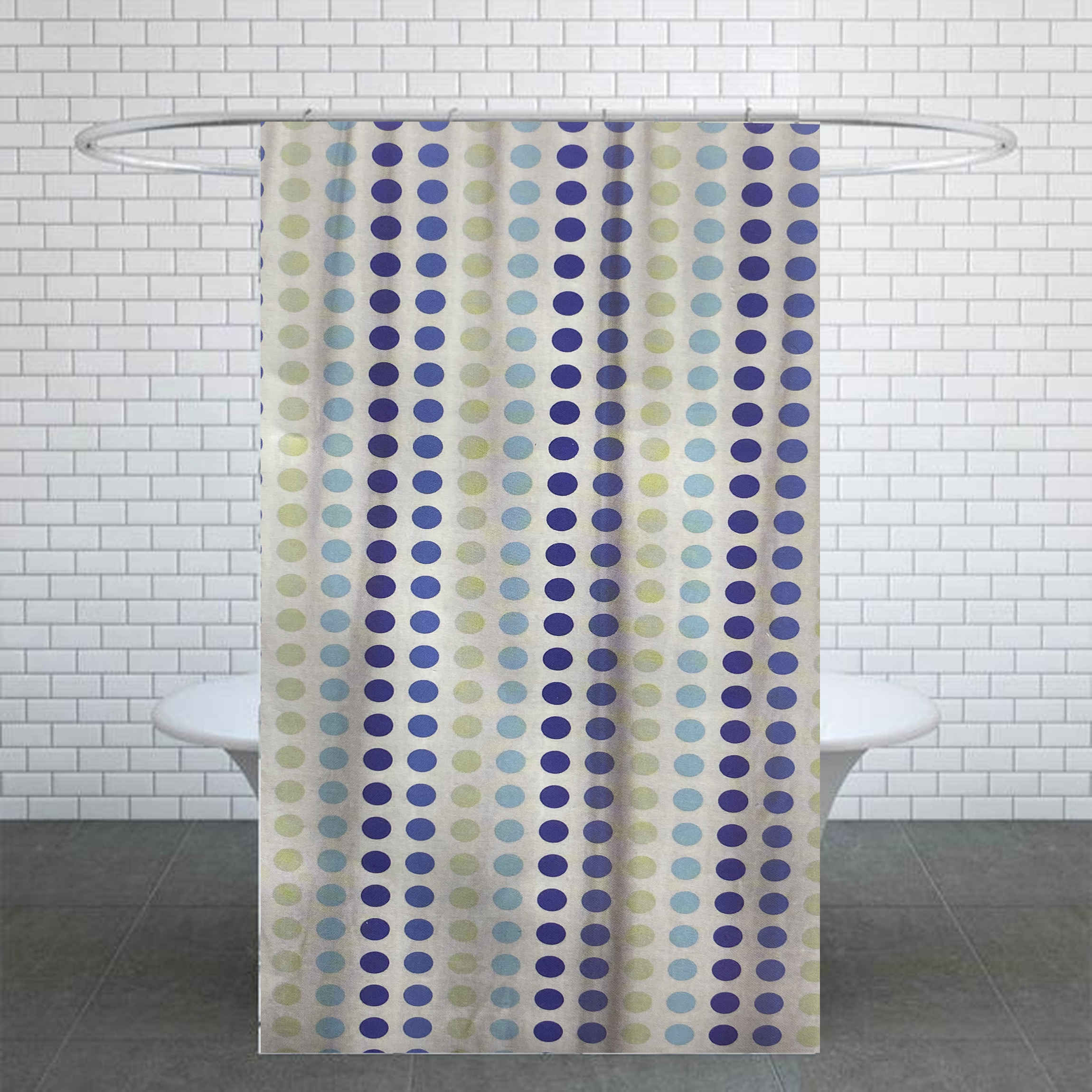 Main image of Blue and Green Geometric Dot Pattern Shower Curtain