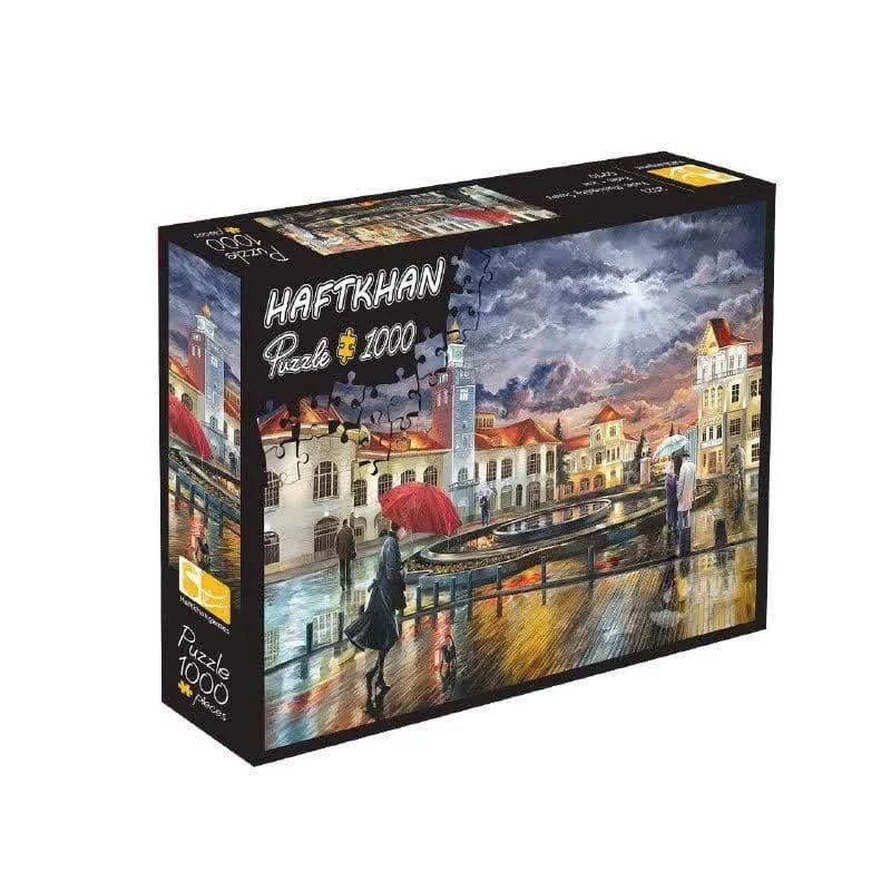 1000-Piece Jigsaw Puzzle – Rasht Municipality (Shahrdari) Square in Rainy Weather