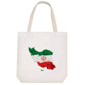 Canvas Tote Bag Featuring Iran Map Print – Strong Hazaan Fabric and Comfortable Cotton Handles
