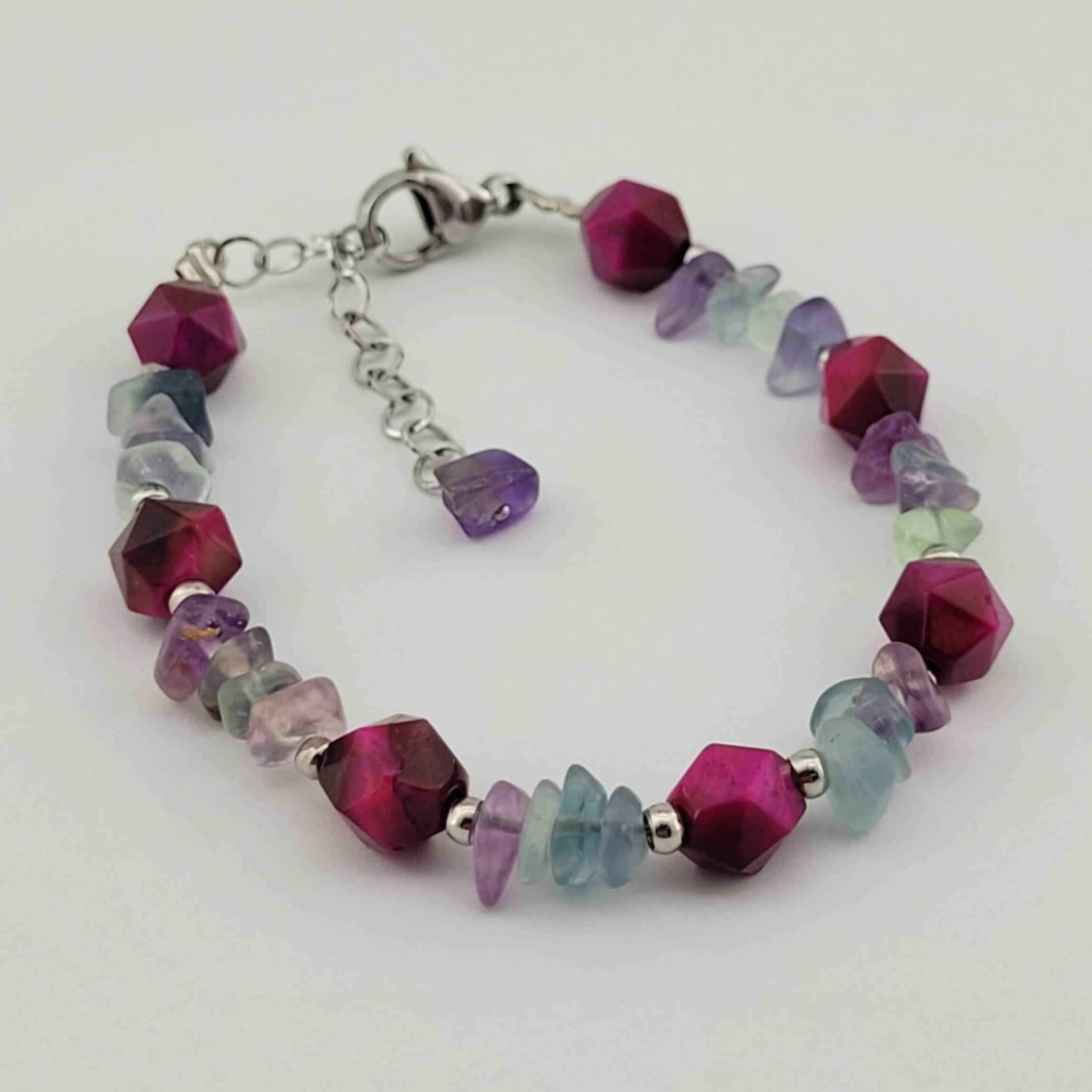 Emerald & Amethyst Women’s Bracelet — Multi‑Strand Gemstone Design with Adjustable Lobster Clasp