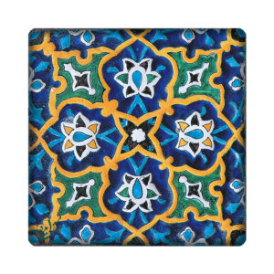 Decorative Persian Ceramic Tile with Floral Pattern and Kiln‑Firing Technique (x5)