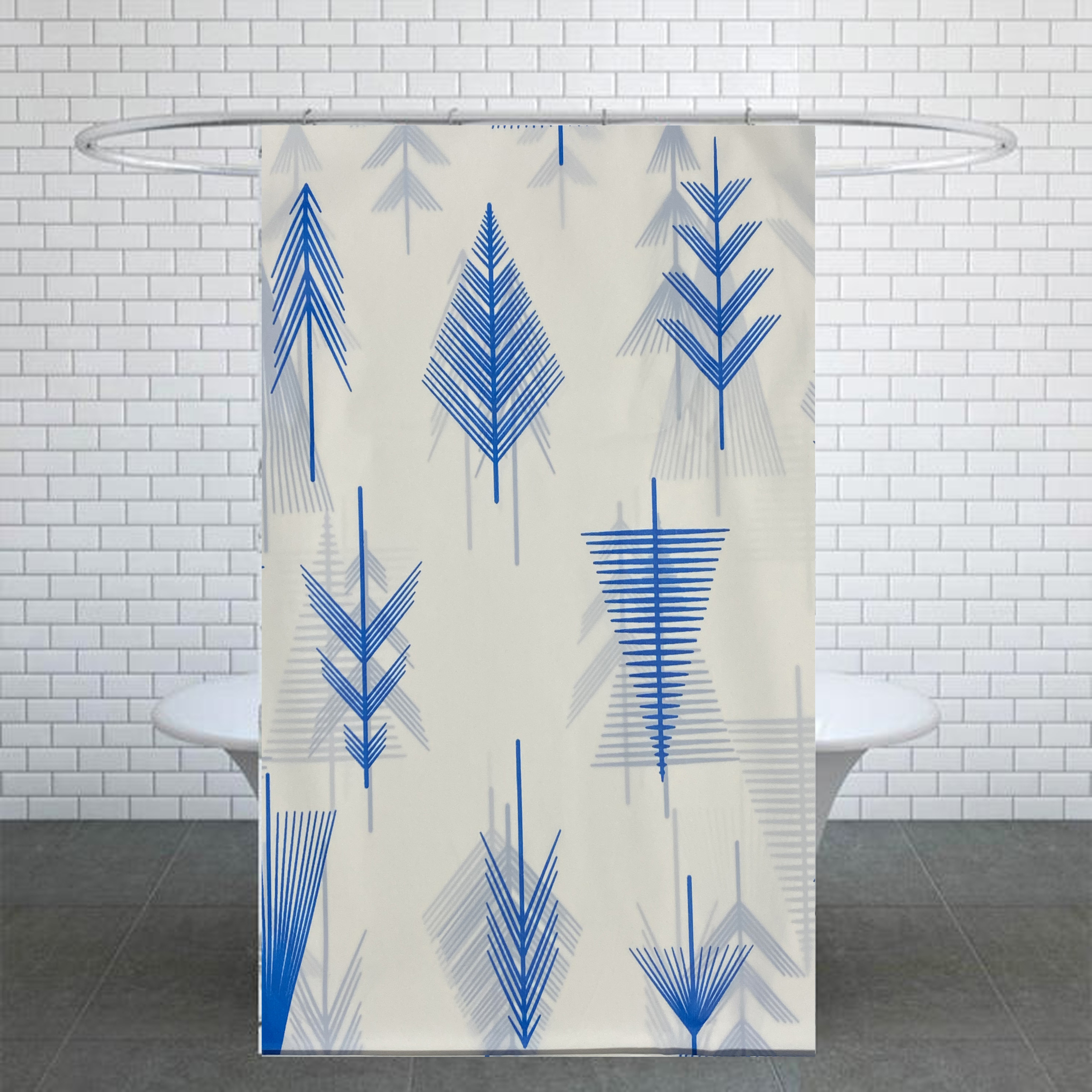 Main image of Shrub Pattern Waterproof Shower Curtain for Bathtub & Shower – Includes 12 Hooks, Multiple Colors