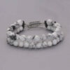 Double-Row-Beaded-Natural-White-with-Striking-Gray‑Veined-Howlite-Stone-Bracelet-with-Knot-Closure-–-Unisex-Handmade-Jewelry