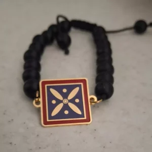 Drafsh Kaviani Beaded Bracelet – Durable Brass Charms with Gold-Tone Finish, Traditional Persian Emblem