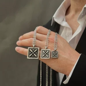 Drafsh Kaviani Stainless Steel Necklace – Silver Tone, Historic Achaemenid Symbol for Daily Wear