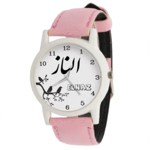 Elanaz Women’s Analog Watch – White Dial with Leather Strap, Elegant Round Design