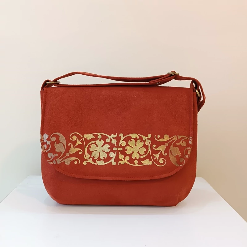 Elegant Hand-Painted Floral Traditional Fabric Shoulder Bag – Lightweight, Spacious, and Perfect for Daily Use