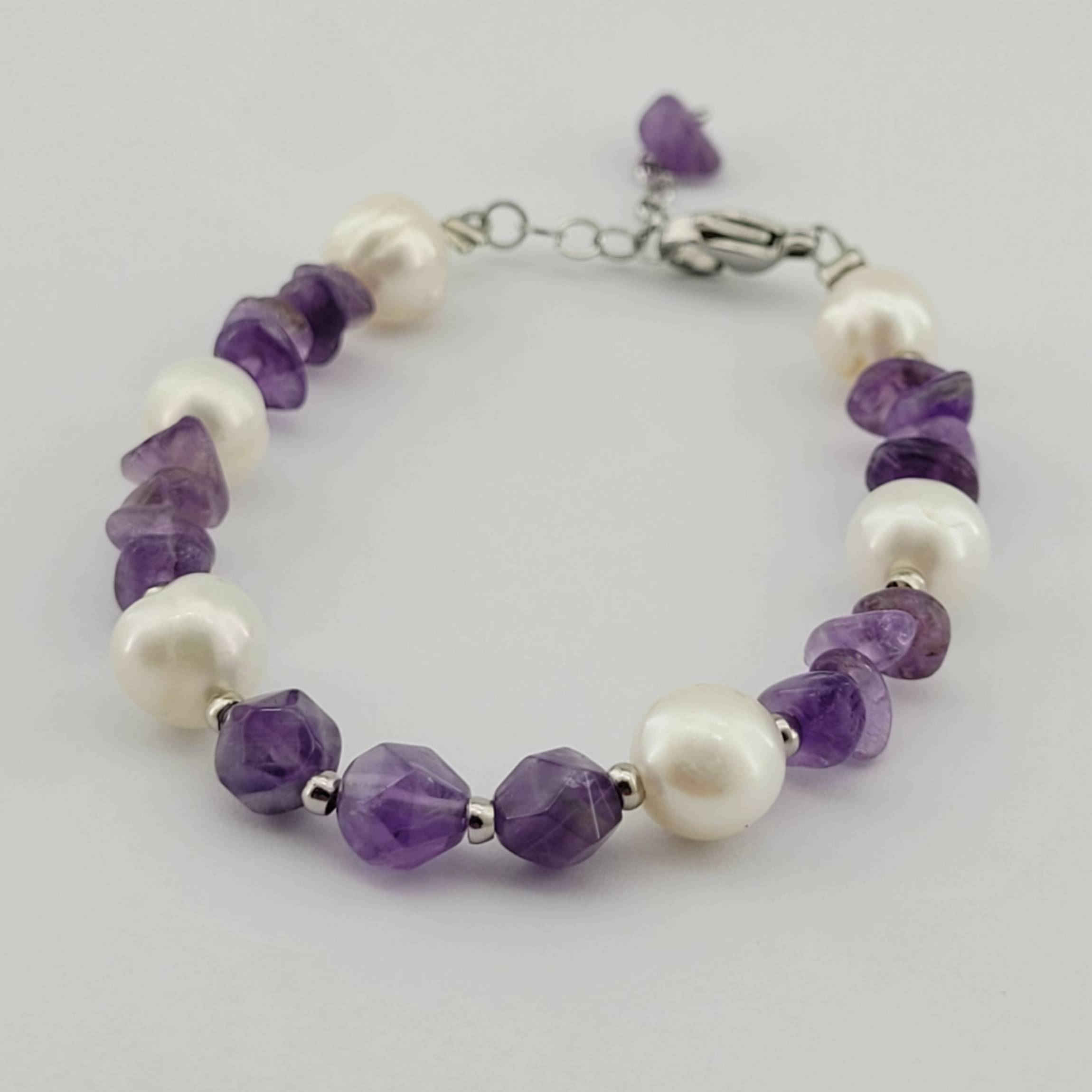 Eternal Grace Bracelet – Australian Pearl and Brazilian Amethyst Gemstone Jewelry for Positive Energy & Healing