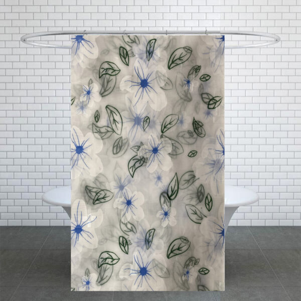 Floral Pattern Waterproof Shower Curtain for Bathtub & Shower – Includes 12 Hooks, Multiple Colors (3)