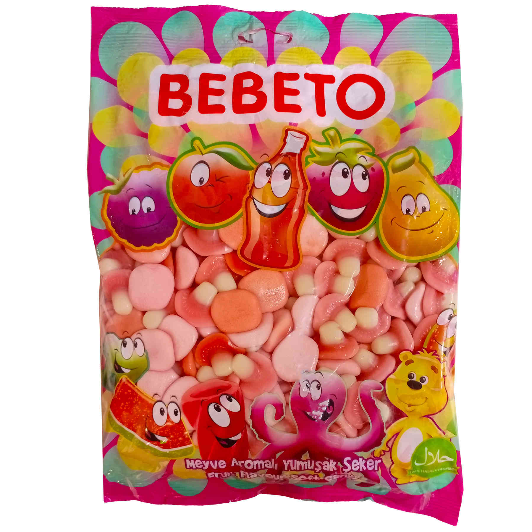 Halal Gummy Candy – Bebeto Mushroom Fruit Shape 1000g, Colorful Soft Chewy Gummies for Kids