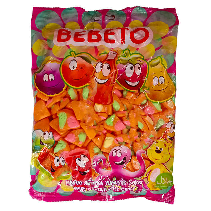 Halal Gummy Pizza Candy by Bebeto – Soft Chewy Treats, 1000g Bag for Home or Parties