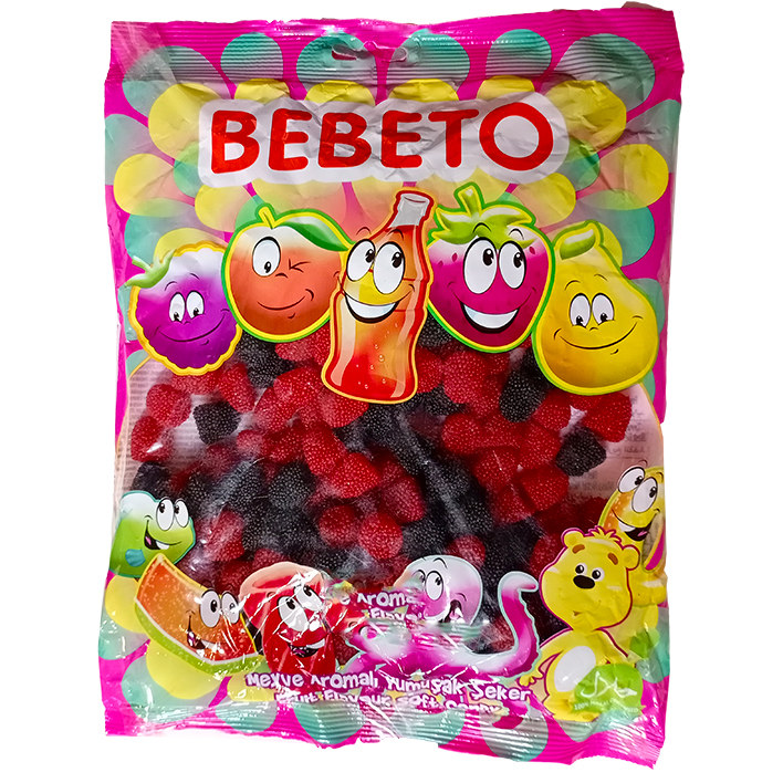 Halal Gummy Candy – Bebeto Raspberry Flavor 700g, Colorful Soft and Chewy Fruit Gummies Perfect for Parties, Gifting