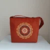 Hand-Painted Sun Design Fabric Shoulder Bag – Perfect for Daily Outings with Adjustable Strap