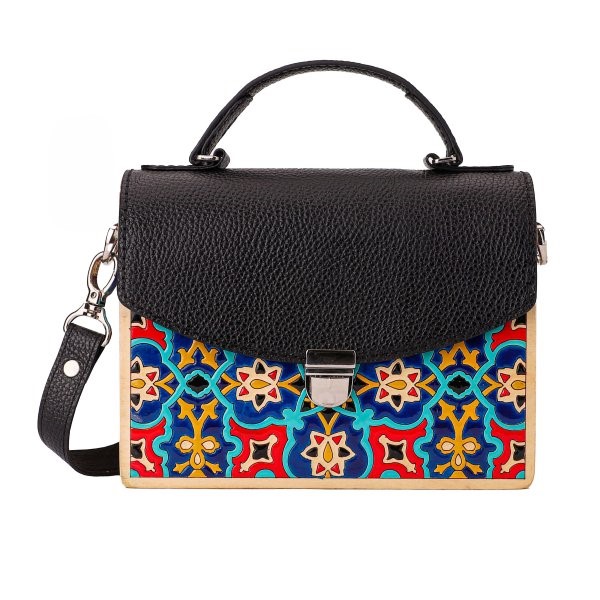 Handcrafted-Black-Leather-Shoulder-Bag-–-Iranian-Tile-Patterned-Elegant-Handbag-3