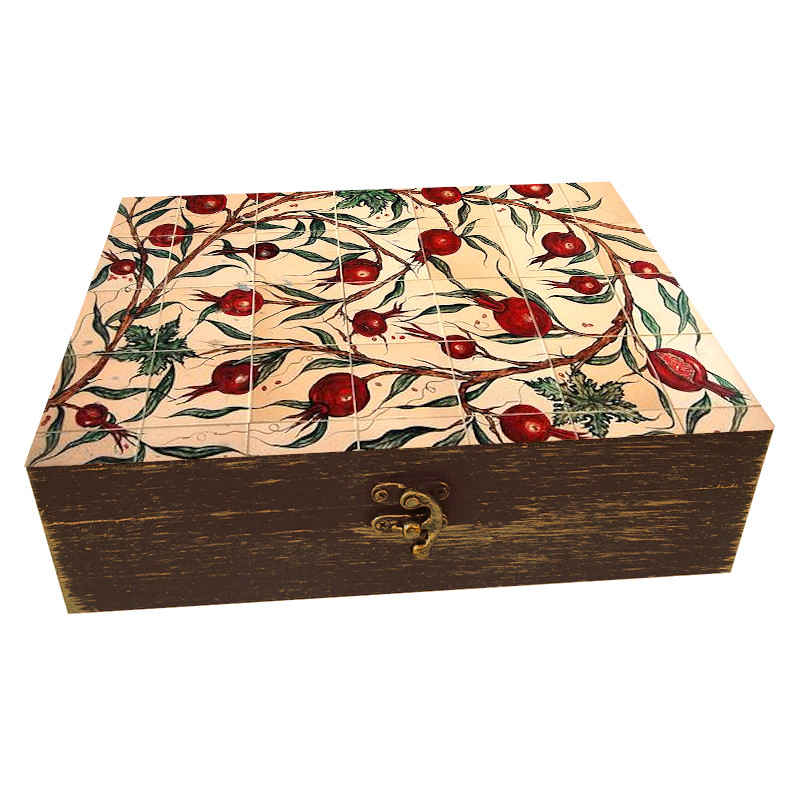 Main image of Handcrafted Wooden Gift Box with Pomegranate Pattern for Yalda