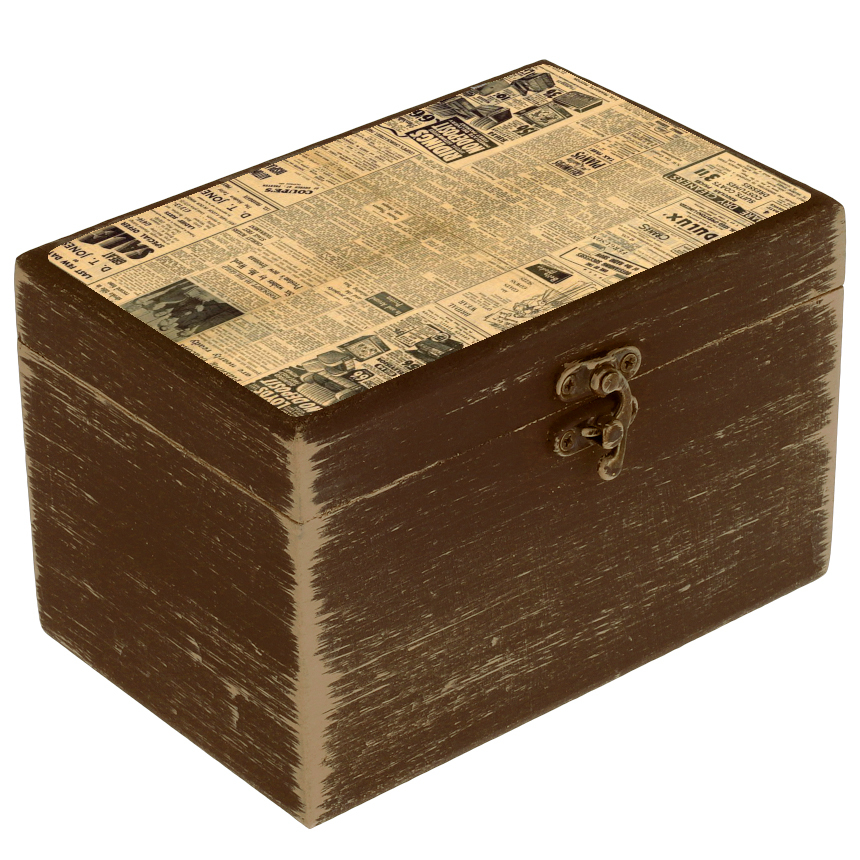 Main image of Handmade Artistic Wooden Gift Box Featuring Newspaper Pattern