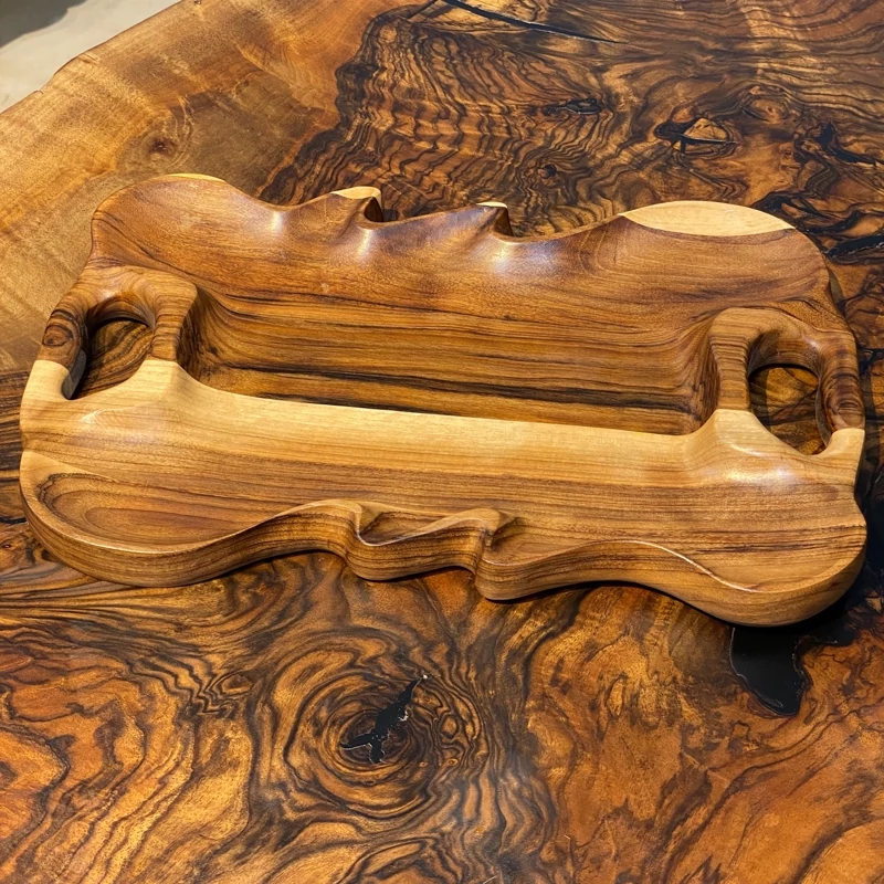 Handmade Deformed Walnut Wood Serving Tray – Decorative & Serving Use, Water-Resistant Finish