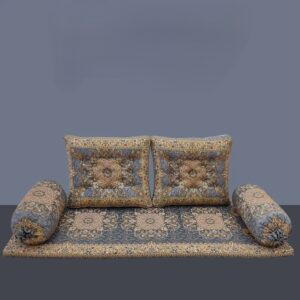 Traditional Termeh Backrest Set – 7-Piece Handcrafted Shahneshin Floor Seating from Yazd