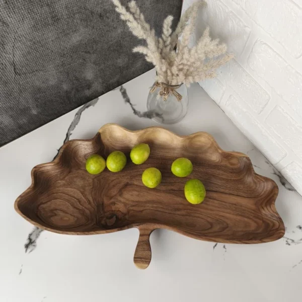 Handmade-Walnut-Wood-Serving-Platter-with-Ginkgo-Leaf-Design-Handle-–-Natural-Wooden-Snack-Appetizer-Plate-1