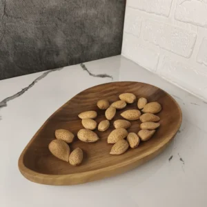 Handmade Black Walnut Wood Serving Platter with Handle – Natural Brown Wooden Dish, 30×15 cm
