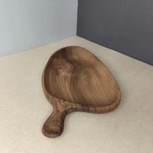 Handmade Walnut Wood Serving Platter with Ginkgo Leaf Design & Handle – Natural Wooden Snack & Appetizer Plate