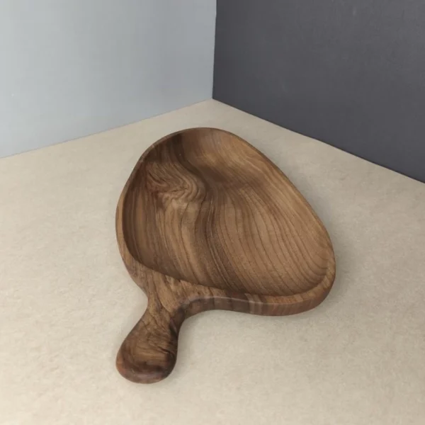Handmade Walnut Wood Serving Platter With Handle – Natural Wooden Snack & Appetizer Plate