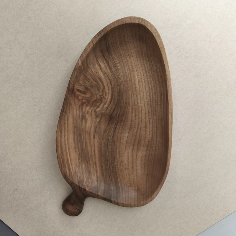 Handmade Walnut Wood Serving Platter With Handle – Natural Wooden Snack & Appetizer Plate