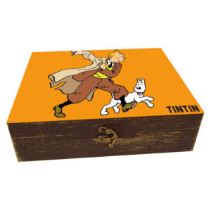 Handmade Wooden Gift Box with Tintin Pattern