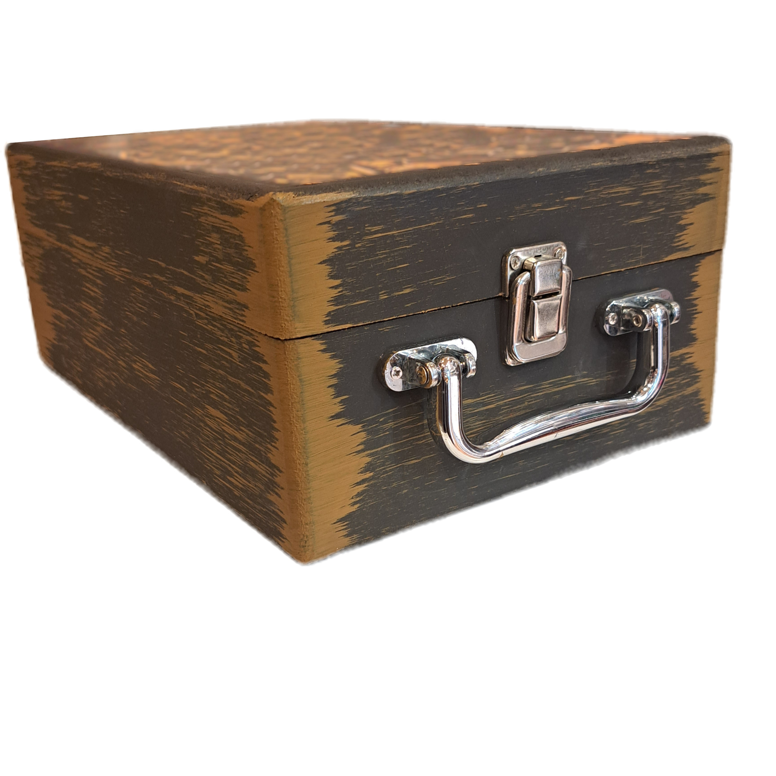 Handmade Wooden Suitcase Gift Box with Traditional Iranian Nowruz Haft-Seen Pattern