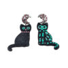Hand‑Sewn-Felt-Black-Cat-Asymmetric-Earrings-–-Moon-Stud-Whimsical-Cat-Design