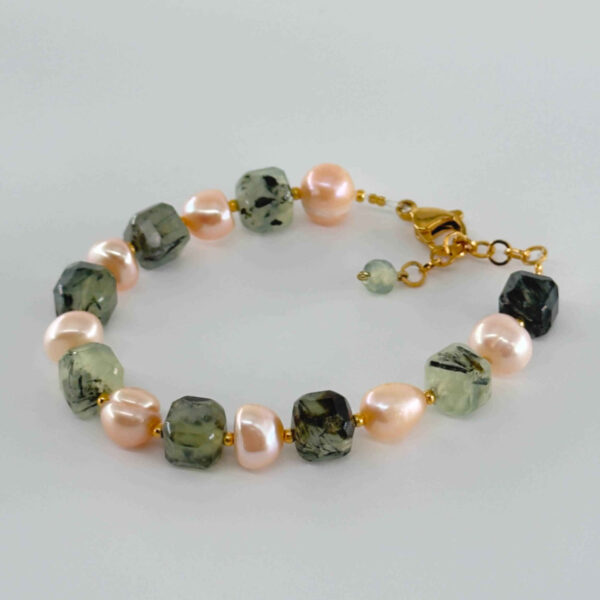 Harmony Glow — Pearl & Prehnite Women’s Bracelet